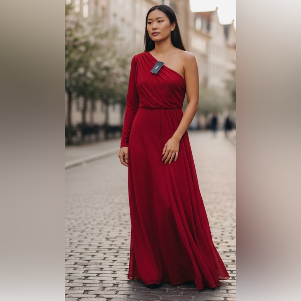 NWT Xpluswear Stunning One-Shoulder Red Evening Dress